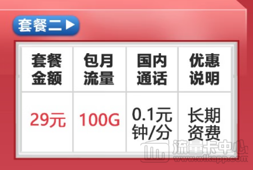 29元100G聯(lián)通卡