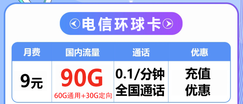 貴陽電信流量卡 充值立享100G大流量優(yōu)惠長達一年無合約