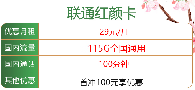 打游戲追劇首選聯(lián)通紅顏卡 首沖100享優(yōu)惠 29元115G全國(guó)通用流量+100分鐘通話