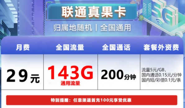 有沒有既有流量又包含語音的流量卡套餐 聯(lián)通29元143G流量+200分鐘語音通話上網(wǎng)卡