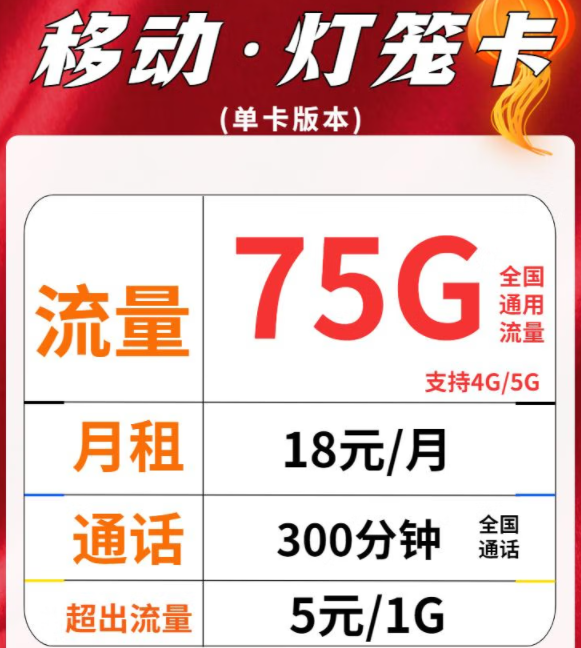 移動流量卡單卡、副卡套餐介紹|移動燈籠卡、和家卡|18元、28元月租