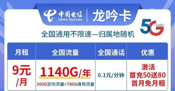 線上有哪些好用又資費低的流量卡套餐？9元月租、0月租免費用|電信龍吟卡、小優(yōu)卡