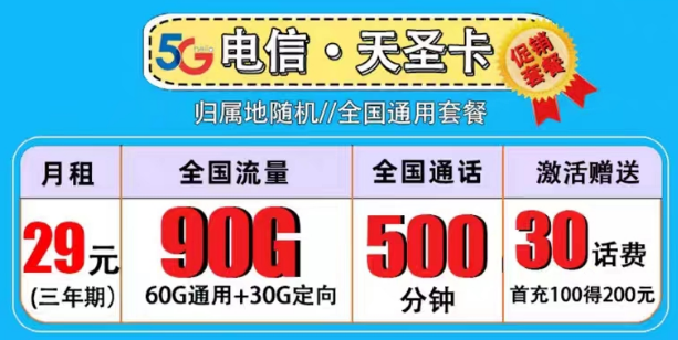 買一張流量卡是必須的嗎？電信29元天圣卡|副卡必備90G全國流量+500分鐘語音