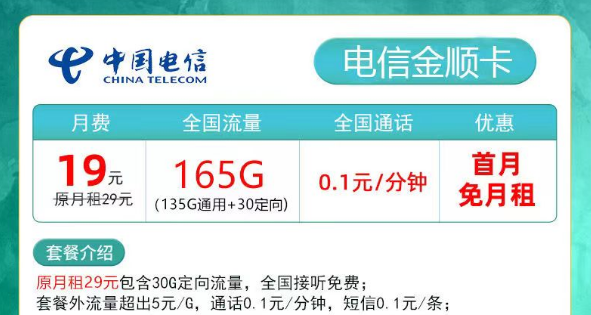 擁有超多流量的電信流量卡又來(lái)啦！19元165G金順卡、29元180G夕夏卡|低月租超大流量+首月免費(fèi)