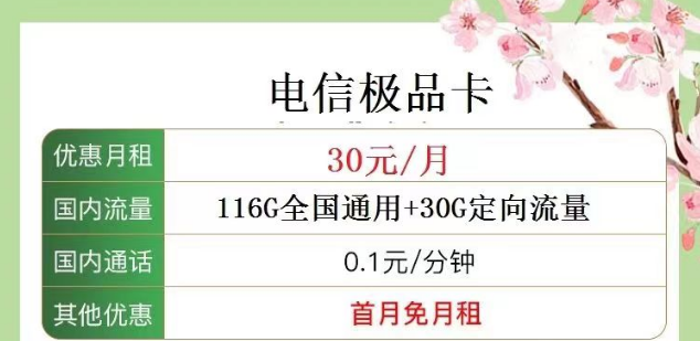 電信極品卡好用嗎？30元月租116G通用 +30G定向+首月免費