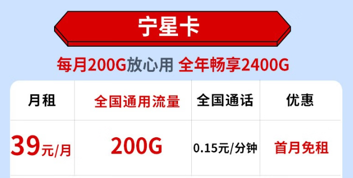 電信寧星卡怎么樣？200G通用流量不限速+首免+免費(fèi)領(lǐng)??！